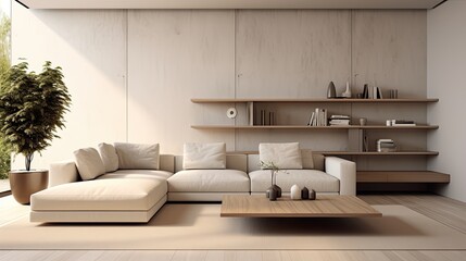 minimalist composition aesthetic living room interior, generative ai