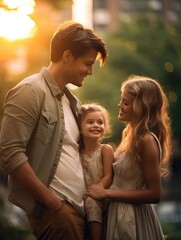 Beautiful smiling Lovely family in park