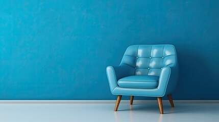 modern interior room armchair on blue, generative ai