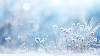 Christmas Winter Scene with Dreamy Bokeh and Snow