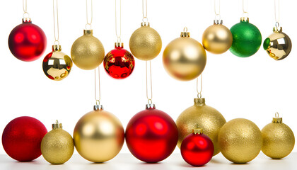 Gold, red, and green Christmas ornaments