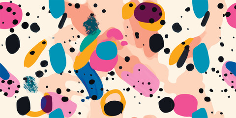 Colorful modern hand drawn trendy abstract pattern. Creative collage seamless pattern design.