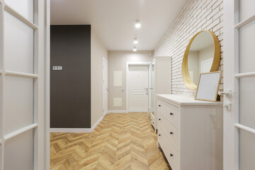 White entrance door with white furniture