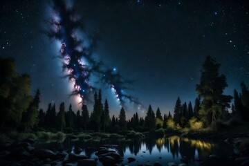 Fototapeta premium night landscape with stars