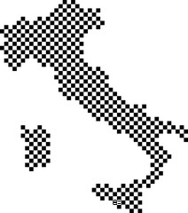 Italy map country from checkered black and white square grid pattern