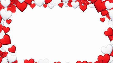 Valentine's day background with red and white hearts on white. selective focus. 