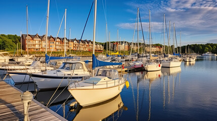 Fototapeta na wymiar Baltic sea marina with yachts in the summer