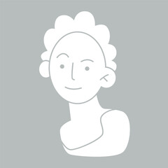 Head of Michelangelo's David in plaster, funny cartoon style. Trendy modern vector illustration isolated on white background, hand drawn, flat design