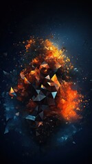 Abstract triangles particle colorful background, technology and big data concept