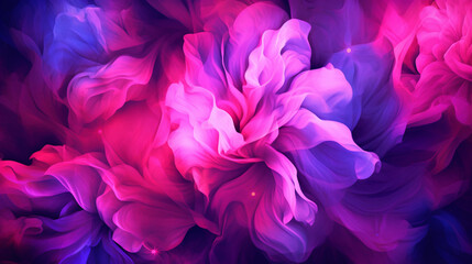 Illustration d'une fleur violette et rose dans un style futuriste. Fleur, plante, nature. Image pour conception et création graphique - obrazy, fototapety, plakaty