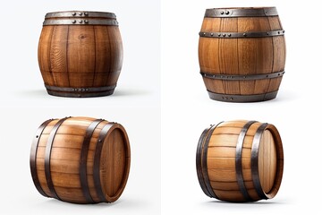 set of barrels isolated on white background.