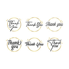 Thank you. Handwritten modern brush lettering inside a golden circle.