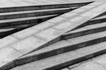 Gray stone stairs with a ramp, abstract urban architecture