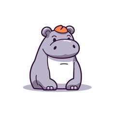 Obraz na płótnie Canvas Hippopotamus. Hippo hand-drawn comic illustration. Cute vector doodle style cartoon illustration.