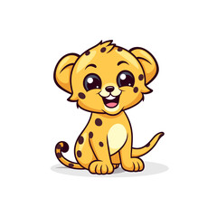 Fototapeta premium Cheetah. Cheetah hand-drawn comic illustration. Cute vector doodle style cartoon illustration.