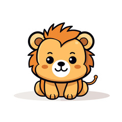 Lion. Lion hand-drawn comic illustration. Cute vector doodle style cartoon illustration.