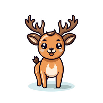 Reindeer. Reindeer hand-drawn comic illustration. Cute vector doodle style cartoon illustration.