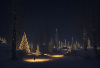 Playful night christmas illustration
