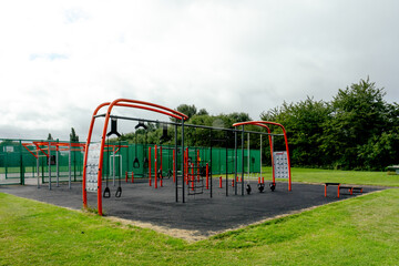 An outdoor crossfit gym in a park