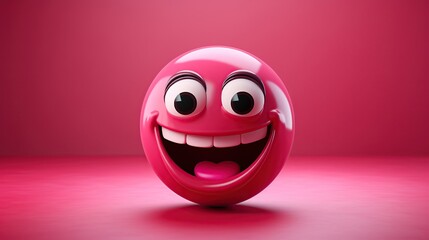 3D laughing emoji on isolated pink background - Powered by Adobe