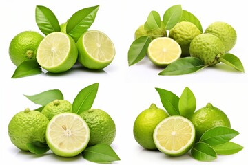 set of bergamot isolated on white background.