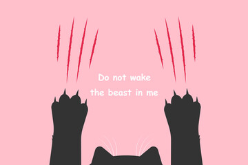 Cat paws with claws. Bloody scratches. Flat vector illustration