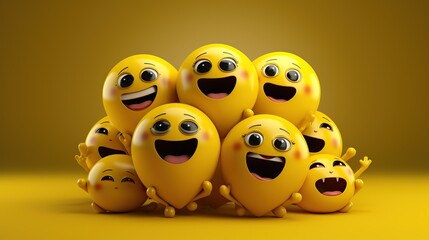3D love laugh emoji on isolated yellow background