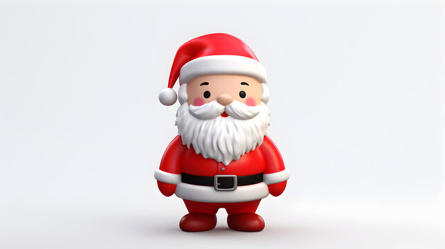 Santa Claus ceramic doll isolated on white back ground, merry christmas and happy new year, old man, cute little santa claus