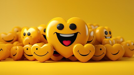 3D love laugh emoji on isolated yellow background