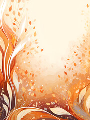 Yellow watercolor illustration background with autumn leaves, ai generated