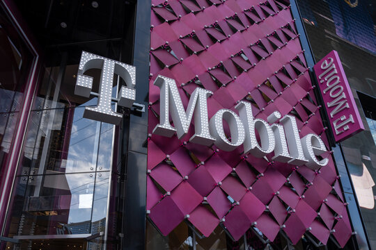 A T-Mobile store in Las Vegas, Nevada, United States - May 30, 2023. T-Mobile US, Inc. is an American wireless network operator. 