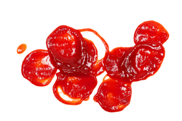 Ketchup, tomato sauce isolated on white, top view