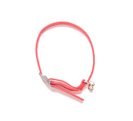 Red pet collar on white background