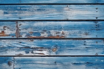 Rustic Coastal Charm: Blue Wood Planks Background Texture (Generative AI)