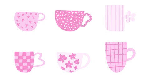 Tea coffee vintage cup. Modern mug decorated with design elements