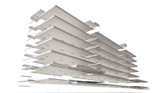 Conceptual visualization the BIM model reinforced concrete frame of the building