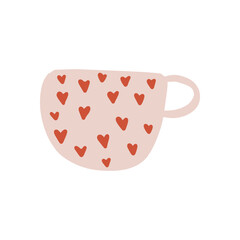 Tea coffee vintage cup. Modern mug decorated with design elements