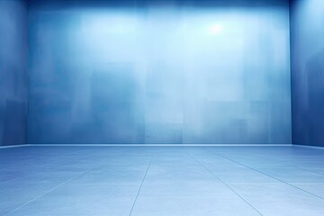 Fototapeta premium Serene Illumination: Empty Blue Studio Room with Sunlight (Generative AI)
