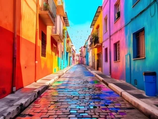 Rideaux occultants Ruelle étroite Colorful narrow street country