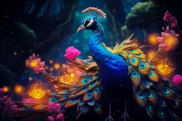 Deurstickers fabulous peacock close-up © mila103