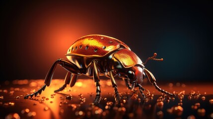 beetle on a black background - obrazy, fototapety, plakaty