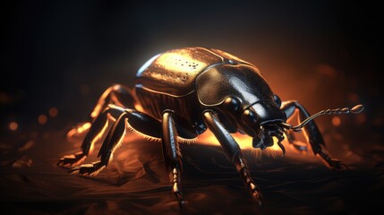 beetle on a black background - obrazy, fototapety, plakaty