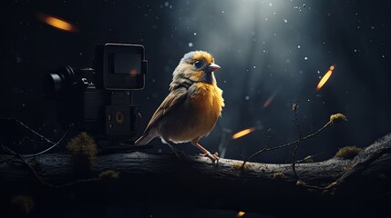 bird on a branch with stars