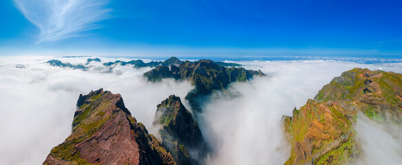 Aerial view of Pico do Arieiro Madeira, Portugal  - 629702965