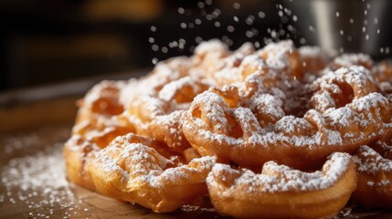 Close up of a Funnel cake in a bakery - food photography - 629703157
