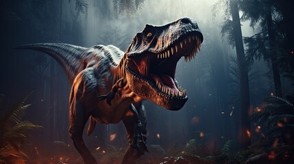 tyrannosaurus rex dinosaur 3d - obrazy, fototapety, plakaty