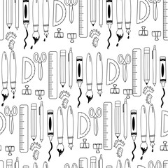 Back to School Supplies Seamless Pattern