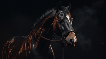 portrait of a horse in the dark