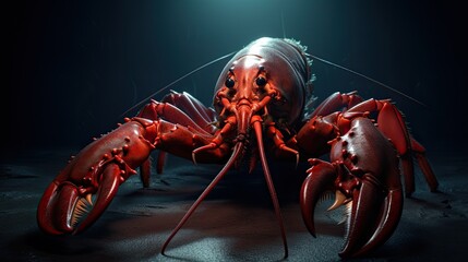 lobster on blue background