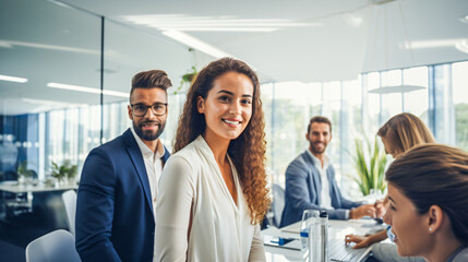 Fototapeta premium smiling business team in a modern office 